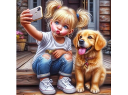 NORIMPEX Diamantové malování Selfie s pejskem 30x40cm
