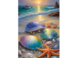 NORIMPEX Diamantové malování Škeble a hvězdice 30x40cm