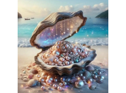 NORIMPEX Diamantové malování Škeble s pokladem 30x40cm