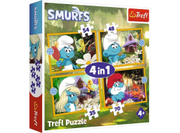 TREFL Puzzle Život ve šmoulí vesnici 4v1 (35,48,54,70 dílků)