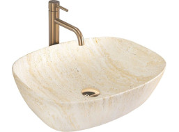 Keramické umyvadlo MAXMAX Rea FREJA - TRAVERTINE - imitace kamene