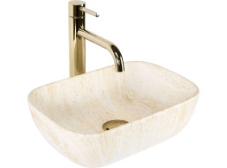 Keramické umyvadlo Rea BELINDA MINI TRAVERTINE - béžové matné - imitace kamene