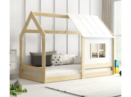 Dětská domečková Montessori postel REGINA se stříškou 160x80 cm - bez povrchových úprav