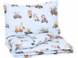 Dětské bavlněné povlečení do postýlky 120x90 cm BABYMAM PREMIUM - Závody zvířátek