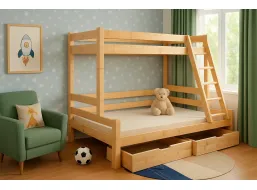 Dětská patrová postel s rozšířeným spodním lůžkem z masivu ROBUST 8X8 6A - 200x90 cm