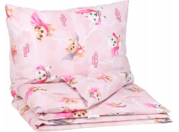 Dětské bavlněné povlečení do postýlky 120x90 cm BABYMAM PREMIUM - Super pejsci - růžové