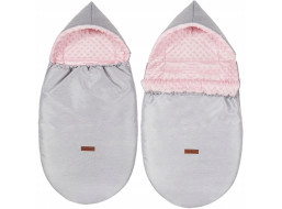 Dětský fusak s kapucí BABYMAM Soft Nature - světle šedý melange/růžová minky