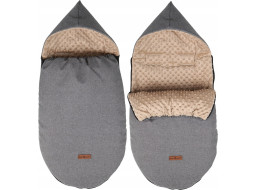 Dětský fusak s kapucí BABYMAM Soft Nature - tmavě šedý melange/béžová minky