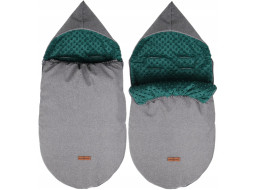 Dětský fusak s kapucí BABYMAM Soft Nature - tmavě šedý melange/tmavě zelená minky