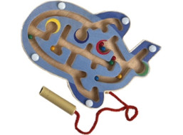Bigjigs Toys Dřevěný magnetický labyrint Modré letadlo