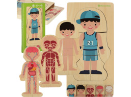 Dřevěné vrstvené Montessori puzzle Tělo - chlapec