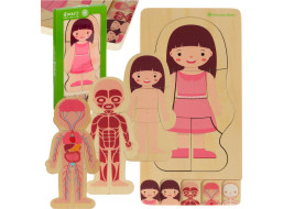 Dřevěné vrstvené Montessori puzzle Tělo - dívka