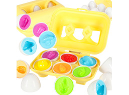 Vzdělávací Montessori puzzle - třídič tvarů Vajíčka ovoce a zelenina 6 ks