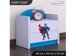Dětský noční stolek SUPERMAN - TYP 1, modrý