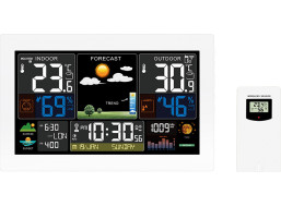 Solight meteostanice, extra velký barevný LCD, teplota, vlhkost, tlak, RCC, USB nabíjení, bílá