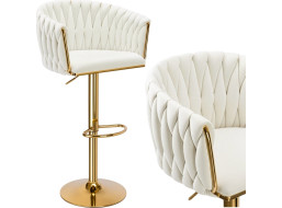 Barová židle COFTON Velvet - krémová/zlatá