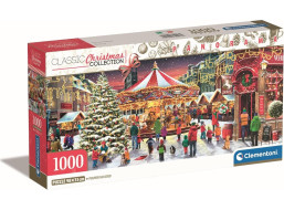 CLEMENTONI Panoramatické puzzle Vánoční kolekce: Vánoční vesnička 1000 dílků