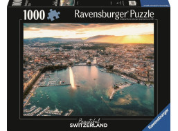 RAVENSBURGER Puzzle Západ slunce v srdci Ženevy 1000 dílků