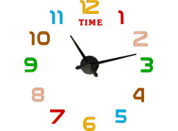 Samolepicí nástěnné hodiny 80-90 cm - barevné - 12 číslic