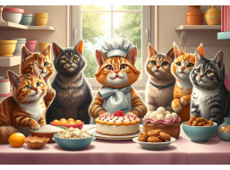 ALIPSON Puzzle Kočičí pekařky v akci 1000 dílků