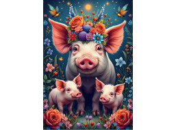 ALIPSON Puzzle Prasečí rodinka na procházce 1000 dílků