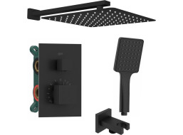 Sapho Podomítkový sprchový set s termostatickou baterií, box, 2 výstupy, černá mat 1102-32B-21
