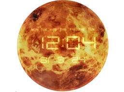 Nástěnné hodiny Planeta Mars s LED displejem 32 cm - oranžové