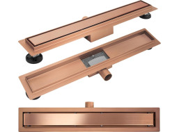 Odtokový sprchový žlab REA NEOX 2v1 - broušený měděný