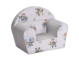 Dětské křesílko MINI - Medvídek v letadle - bílé/šedé