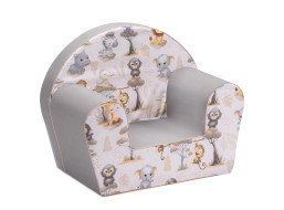 Dětské křesílko MINI - Africká zvířátka - bílé/šedé