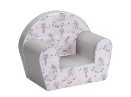Dětské křesílko MINI - Jednorožci - bílé/šedé