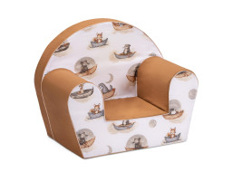 Dětské křesílko MINI - Zvířátka na lodičkách - bílé/hnědé