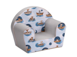 Dětské křesílko MINI - Zvířátka na lodičkách - modré/šedé