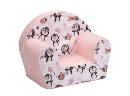 Dětské křesílko MINI - Tučňáci - bílé/růžové