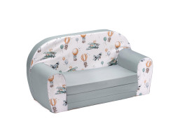 Dětská rozkládací MINI pohovka Létající prostředky - bílá/mátová