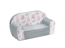 Dětská rozkládací MINI pohovka Hračky - bílá/zelená