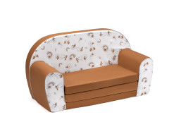 Dětská rozkládací MINI pohovka Kačenky - bílá/hnědá