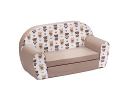 Dětská rozkládací MINI pohovka Medvídci - bílá/hnědá