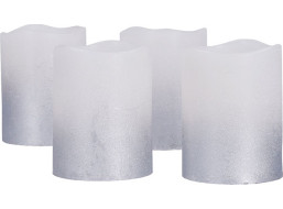 Solight sada LED svíček s časovačem, 4x svíčka, 6,5cm, stříbrná barva, 4xCR2032 součástí