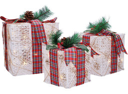 Solight sada 3 LED vánočních dárků, 48x LED, IP44, 230V