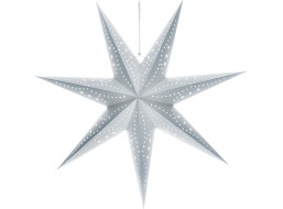 Solight LED vánoční hvězda stříbrná, závěsná, časovač, 60cm, 20x LED, 2x AA