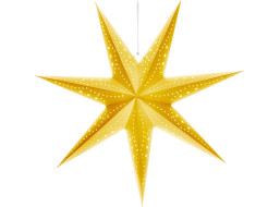 Solight LED vánoční hvězda zlatá, závěsná, časovač, 60cm, 20x LED, 2x AA