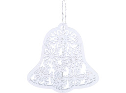 Solight LED dřevěný vánoční zvoneček, 9x LED, bílá, 30cm, časovač, 2x AA