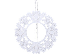 Solight LED dřevěný vánoční věnec, 10x LED, bílá, 30cm, časovač, 2x AA