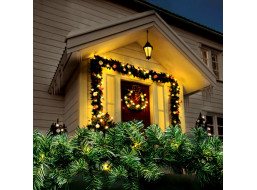 Solight LED vánoční girlanda s jehličím, 7m, 112x LED, časovač, 230V, IP44