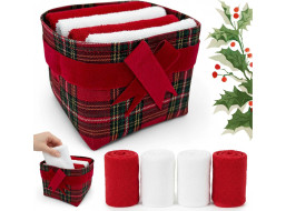 Sada ručníků na ruce MAGIC HOLIDAY v dárkovém balení - 4 kusy - červená/bílá