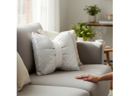 Dekorační polštář GLAM SHINE 40x40 cm - bílý/stříbrný