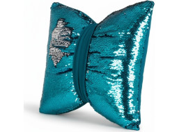 Dekorační polštář GLAM SHINE 40x40 cm - tyrkysový/stříbrný