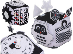 Vzdělávací smyslová kostka kontrastní - Sova