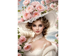 NORIMPEX Diamantové malování Dívka v květinovém klobouku 30x40cm